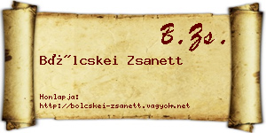 Bölcskei Zsanett névjegykártya